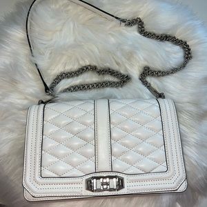 Rebecca Minkoff White Leather Quilted Love Crossbody